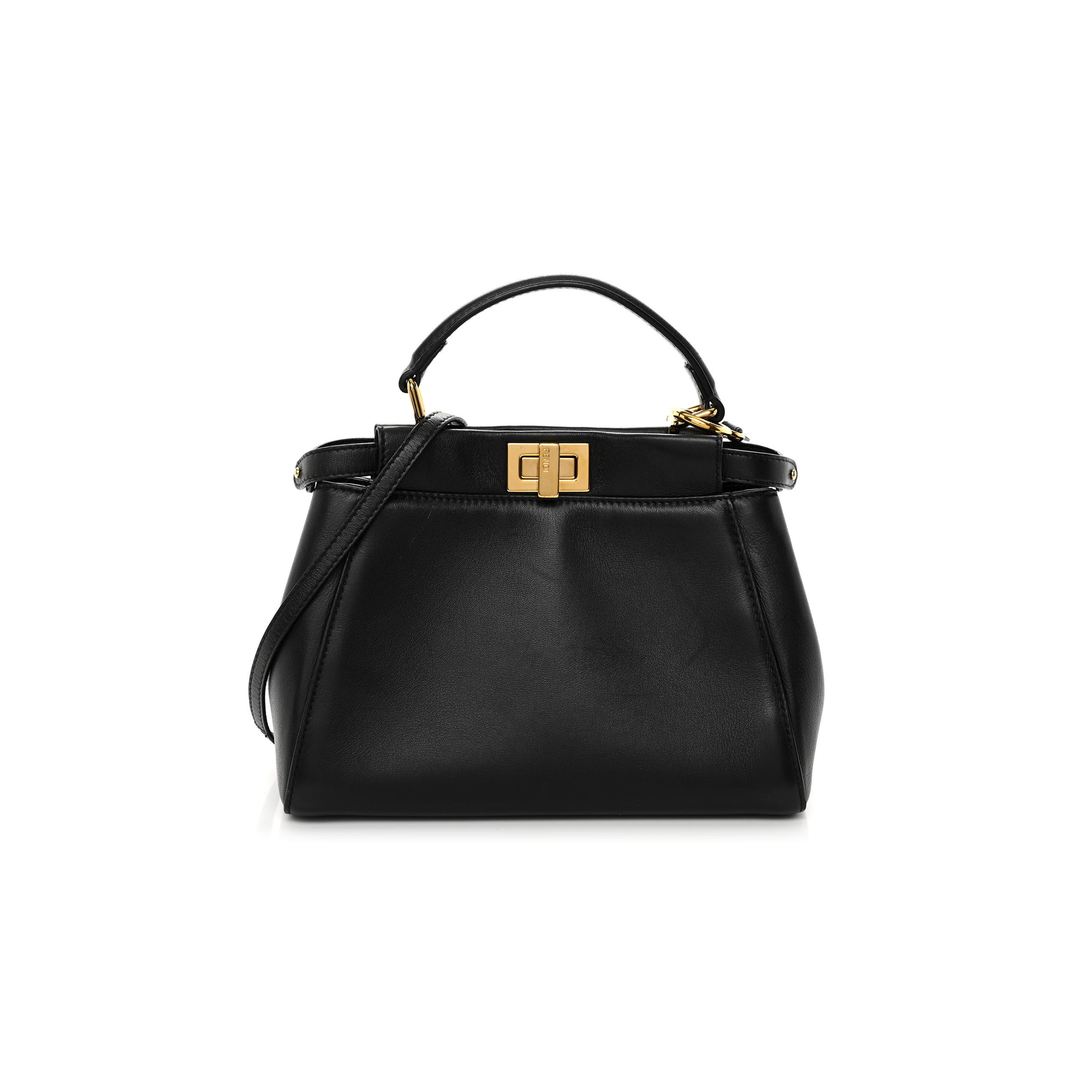 FENDI FF NAPPA MINI PEEKABOO ICONIC SATCHEL BLACK (23*18*11cm)